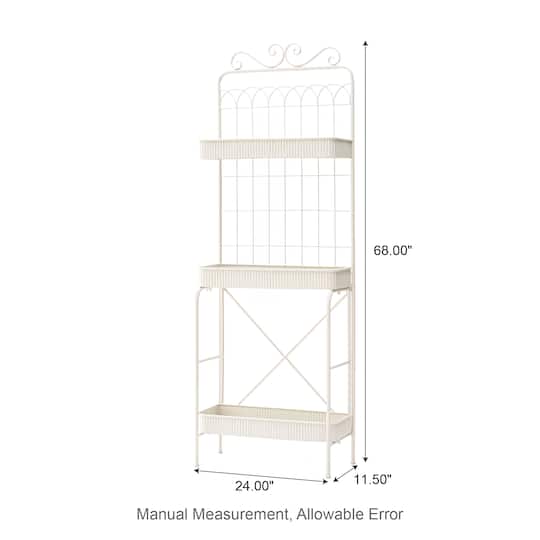 Glitzhome® 68" 3-Tier White Metal Shelf Planter Stand